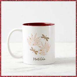 Hübsche Libelle und Blätter Feminine Zweifarbige Tasse