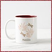 Hübsche Libelle und Blätter Feminine Zweifarbige Tasse