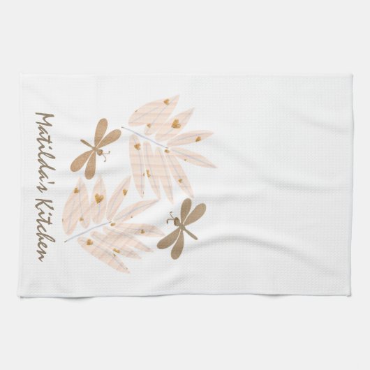 Hübsche Libelle und Blätter Geschirrtuch (Horizontal)
