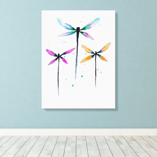 Hübsche Libellen, rustikal Leinwanddruck (Insitu (Holzboden))