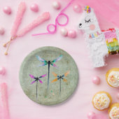 Hübsche Libellen, rustikal Pappteller (Party)