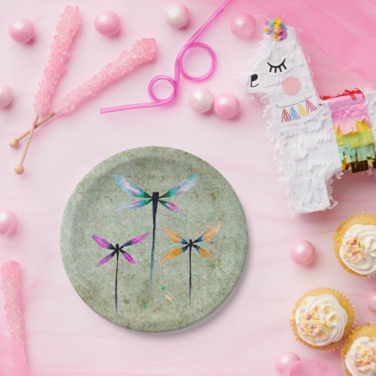 Hübsche Libellen, rustikal Pappteller (Party)