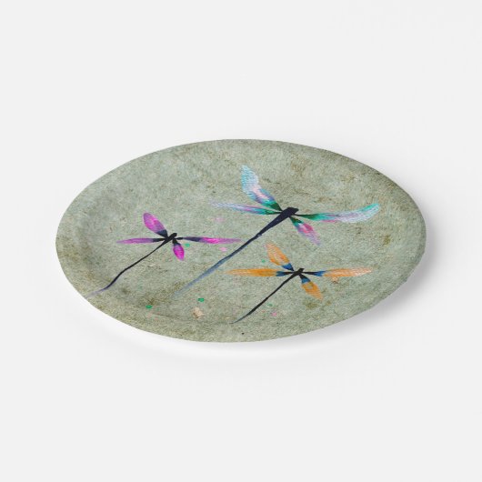 Hübsche Libellen, rustikal Pappteller (Schrägansicht)