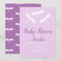 Hübsche Libellen Violette Babyparty-Einladung