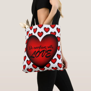 Hübsche Liebe Ewige Herzmotivation glücklich Rot Tasche