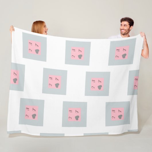 Hübsche Liebe Text in einem Quadrat-Design Rosa un Fleecedecke (Beispiel)