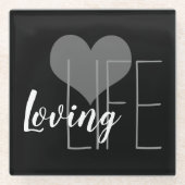 hübsche LIEBENE Schrift mit Herz | Glasuntersetzer (Vorderseite)