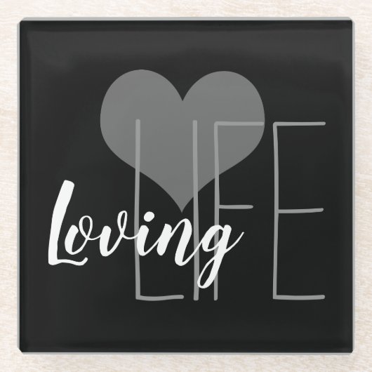 hübsche LIEBENE Schrift mit Herz | Glasuntersetzer (Vorderseite)