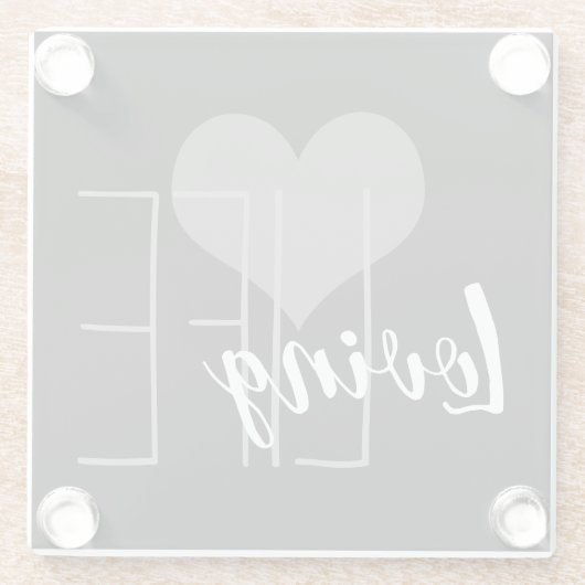 hübsche LIEBENE Schrift mit Herz | Glasuntersetzer (Rückseite)