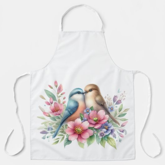 Hübsche Liebesvögel Blumenart Schürze (Vorderseite)