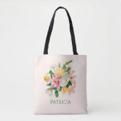 Hübsche LIght Peach Spring Floral Personalisiert Tasche (Vorderseite)