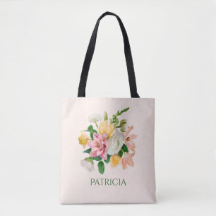 Hübsche LIght Peach Spring Floral Personalisiert Tasche