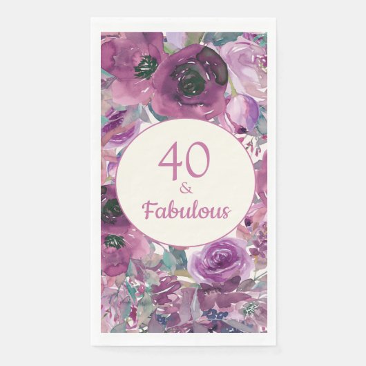 Hübsche Lila Aquarellblume 40 Fantastisch Serviette (Vorderseite)