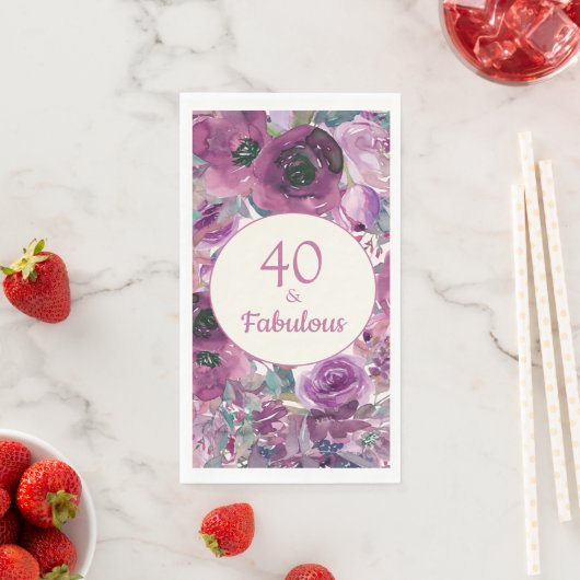 Hübsche Lila Aquarellblume 40 Fantastisch Serviette (Beispiel)