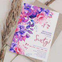 Hübsche Lila Aquarellblume 60. Geburtstag