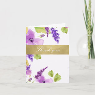Hübsche Lila Aquarellblume Vielen Dank Dankeskarte