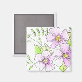 Hübsche lila Aquarellblumen Magnet (Vorderseite/Rückseite)