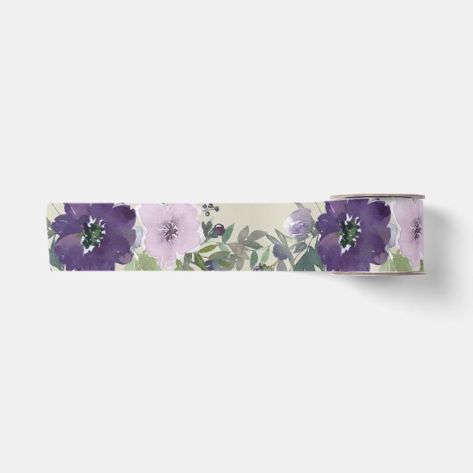 Hübsche lila Aquarellblumen Satinband (Vorderseite)