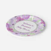 Hübsche Lila Aquarellblütendusche Pappteller (Schrägansicht)