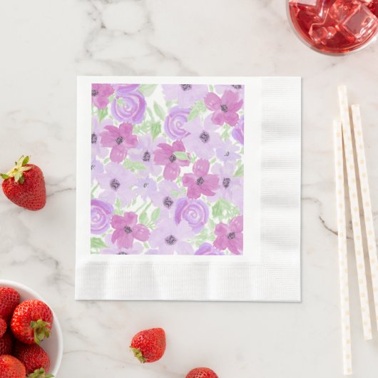 Hübsche Lila Aquarellblütendusche Serviette (Beispiel)