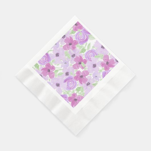 Hübsche Lila Aquarellblütendusche Serviette (Ecke)