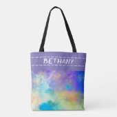 hübsche lila Aquarellkunst personalisiert Tasche (Rückseite)