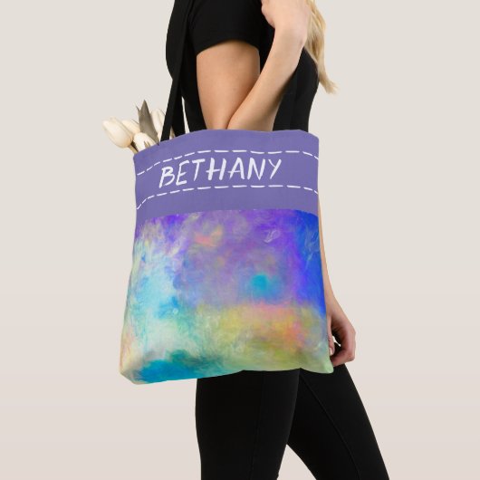 hübsche lila Aquarellkunst personalisiert Tasche (Von Nahem)