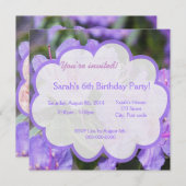 Hübsche lila Azalea Blume Mädchen Foto Geburtstag Einladung (Vorne/Hinten)