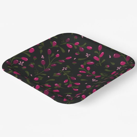 Hübsche Lila Berries Zweigstellen Pappteller (Gewinkelt)