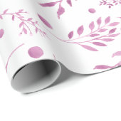 Hübsche Lila Blätter Hochzeitszettel Geschenkpapier (Rolleneckpunkt)