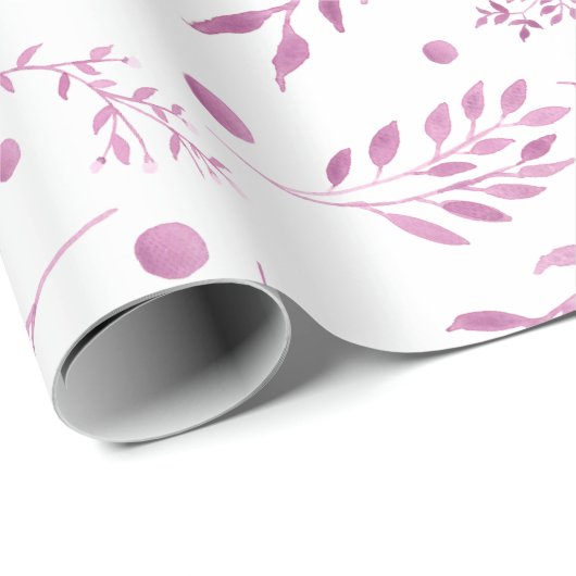 Hübsche Lila Blätter Hochzeitszettel Geschenkpapier (Rolleneckpunkt)