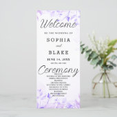 Hübsche Lila Blätter Weißes Hochzeitsprogramm (Stehend Vorderseite)