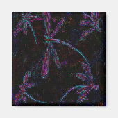 Hübsche Lila blaue Libellen auf Schwarz Magnet (Vorne)