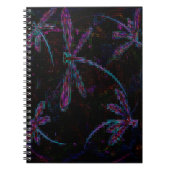 Hübsche Lila blaue Libellen auf Schwarz Notizblock (Vorderseite)