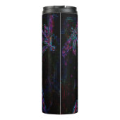 Hübsche Lila blaue Libellen auf Schwarz Thermosbecher (Rückseite)