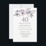 Hübsche Lila Blume 40. Geburtstag Party Einladung<br><div class="desc">Hübsche Lila Blume 40. Geburtstag Party Invite Girl Perfect Card für Ihre besondere Anlass Matching Kollektion in Niche und Nest Shop. Gestaltungsfreundlichkeit: https://www.etsy.com/shop/SmallHouseBigPony</div>