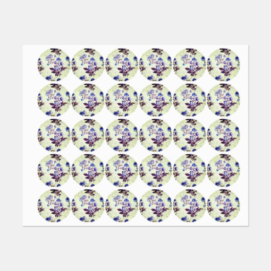 Hübsche Lila Blume auf Grün Etiketten (Blatt)