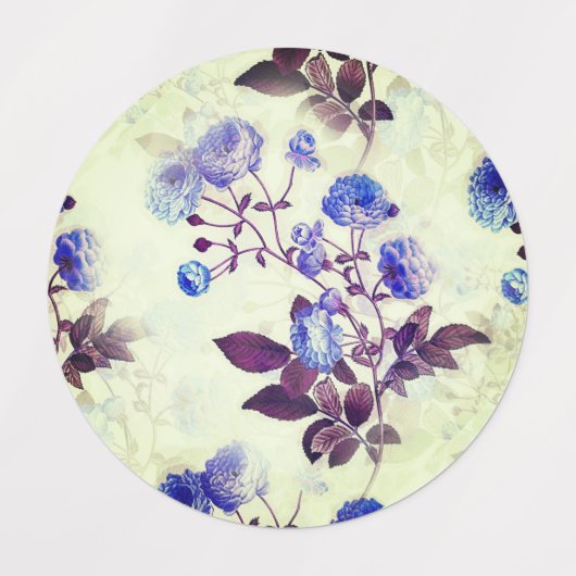 Hübsche Lila Blume auf Grün Etiketten (Design 1)