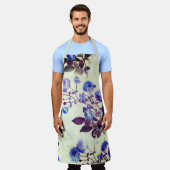 Hübsche Lila Blume auf Grün Schürze (Getragen)