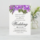 Hübsche Lila Blume Einladung (Stehend Vorderseite)