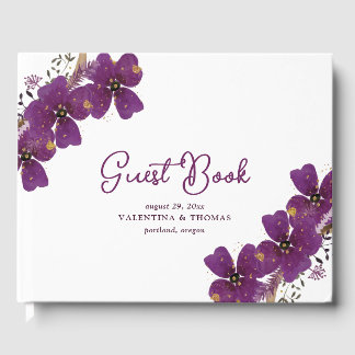 Hübsche Lila Blume Gästebuch