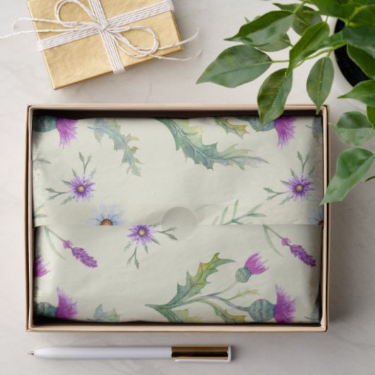 Hübsche lila Blume, gelber Hintergrund Seidenpapier (Geschenk)