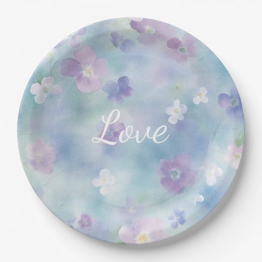 Hübsche Lila Blume Hochzeit Pappteller (Vorderseite)