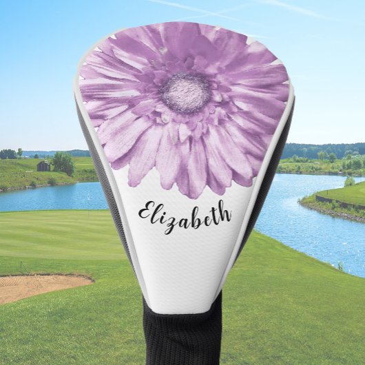 Hübsche lila Blume individuelle Name Damen Golf Headcover