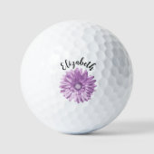 Hübsche lila Blume individuelle Name Damen Golfball (Vorderseite)