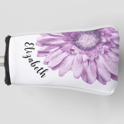 Hübsche lila Blume individuelle Name Frauen Golf Headcover (Vorderseite)