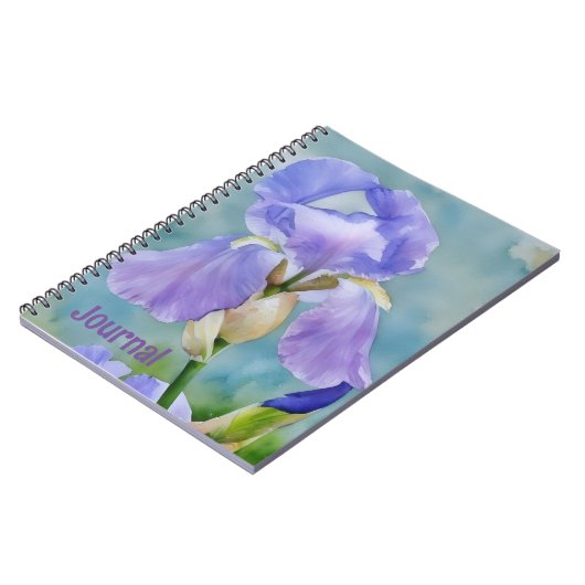 Hübsche Lila Blume Iris Art Journal personalisiere Notizblock (Linke Seite)