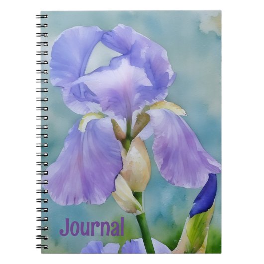 Hübsche Lila Blume Iris Art Journal personalisiere Notizblock (Vorderseite)