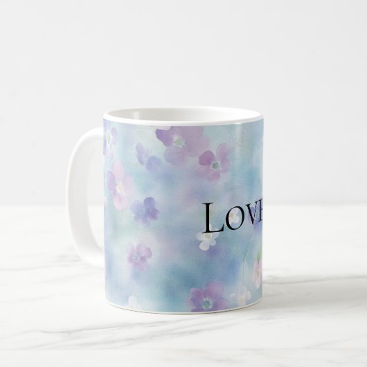 Hübsche Lila Blume Liebe Kaffeetasse (Vorderseite Links)