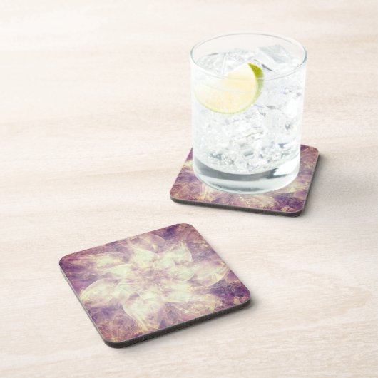 Hübsche Lila Blume Mandala Getränkeuntersetzer (Rechte Seite)